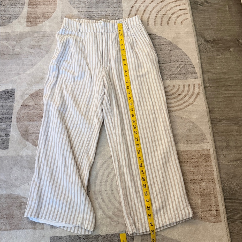Abercrombie & Fitch Striped Tan Women’s Linen Blend lined Pant size:Sr - Picture 13 of 13